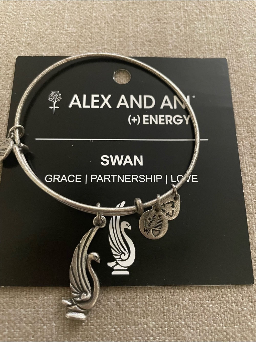 Alex and Ani Silver Swan Charm Bangle